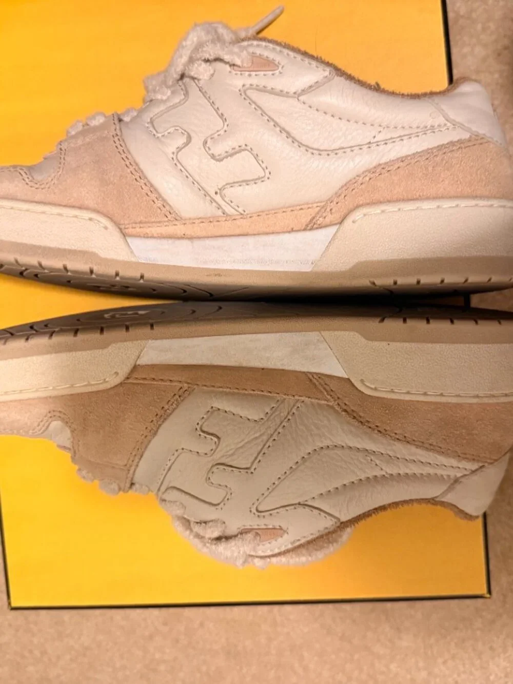 FENDI Match Low Top Sneakers Pink & Cream Suede Women's size:38